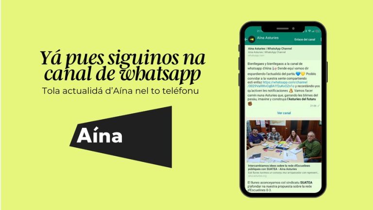 Yá ta disponible la canal de Whatsapp d’Aína
