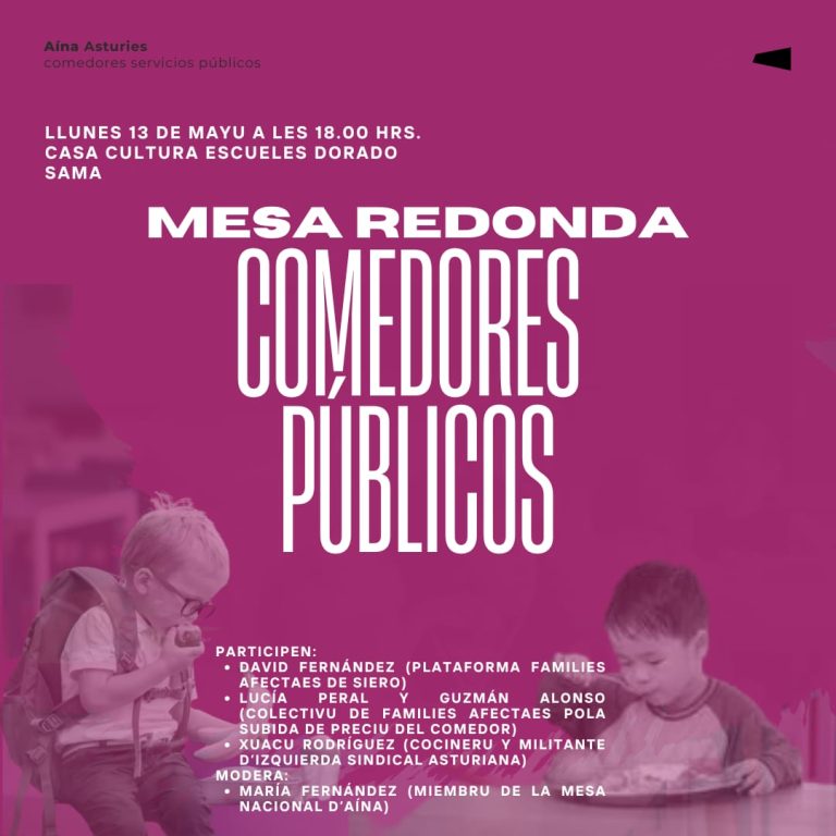 Organizamos un alderique en Llangréu sobro la situación de los comedores escolares